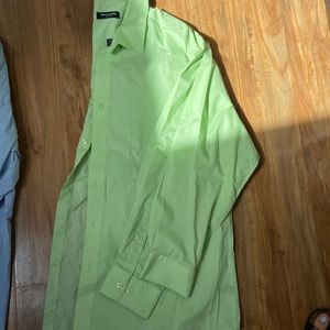 Bright green X-Large mens button down long sleeve shirt.